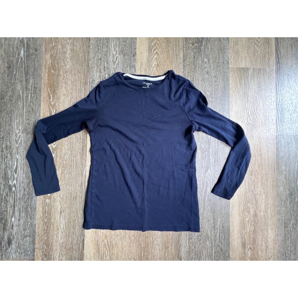 Talbots Long Sleeve Tee Womens Size MP Navy Blue‎ Pima Cotton Crew Neck Petite